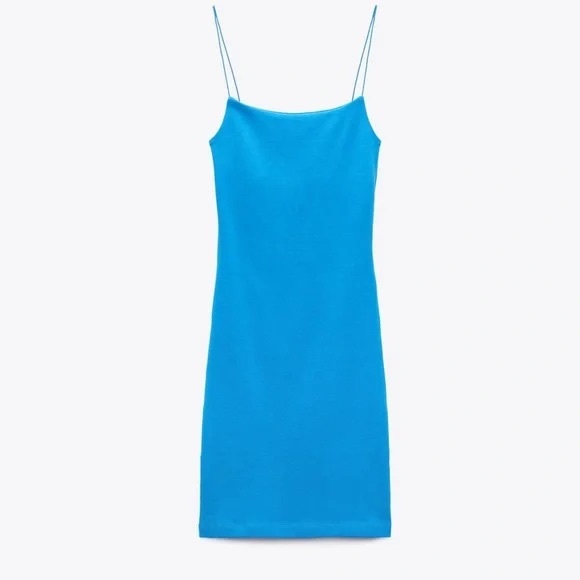 Zara Stretch Bodycon Mini Dress Blue  Size S - Picture 1 of 9